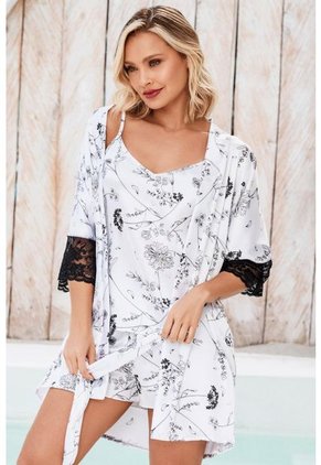 Pijama Kimono Satín Marfil 12150 - Beige