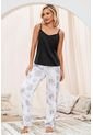 Pijama Conjunto Pantalón Satín Negro 12087 - Negro de Provócame