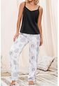 Pijama Conjunto Pantalón Satín Negro 12087 - Negro de Provócame