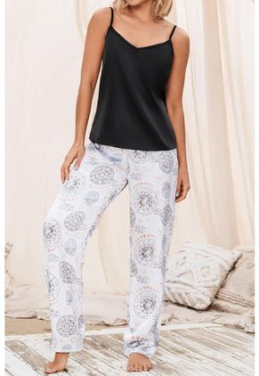 Pijama Conjunto Pantalón Satín Negro 12087 - Negro