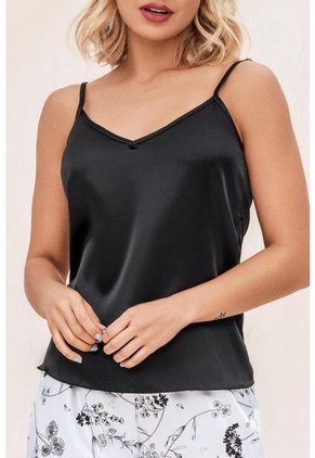 Pijama Conjunto Pantalón Satín Negro 12093 - Negro