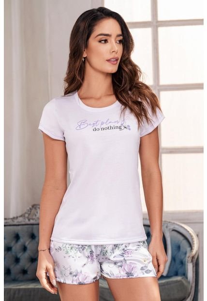 Pijama Conjunto Short M-Corta Satín 12166 - Lila
