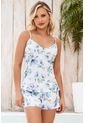 Pijama Conjunto Short Tiras Satín Azul 12079 - Azul de Provócame