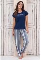 Pijama Conjunto Pantalon Satín Azul 12031 - Azul de Provócame
