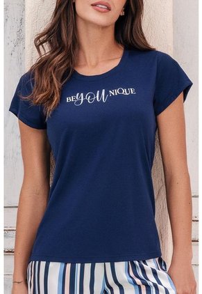 Pijama Conjunto Pantalon Satín Azul 12031 - Azul