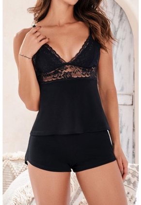 Pijama Conjunto Short Sexy Negro 12046 - Negro