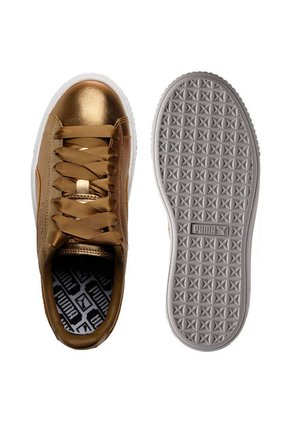 Tenis Dorado-Blanco Puma Basket Platform Luxe Wn's