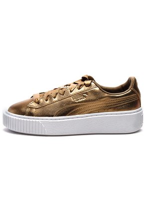 Tenis Dorado-Blanco Puma Basket Platform Luxe Wn's