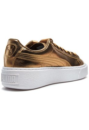 Tenis Dorado-Blanco Puma Basket Platform Luxe Wn's