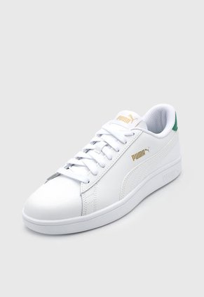 Tenis Lifestyle Blanco-Verde-Dorado Puma Smash v2 Leather