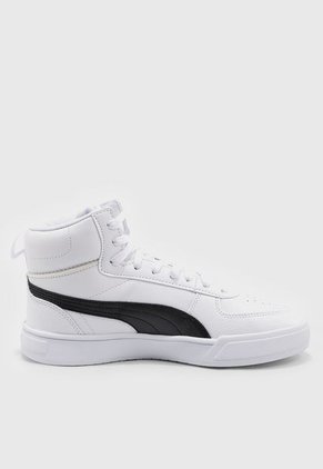 Tenis Lifestyle Blanco-Negro-Dorado Puma Caven Mid