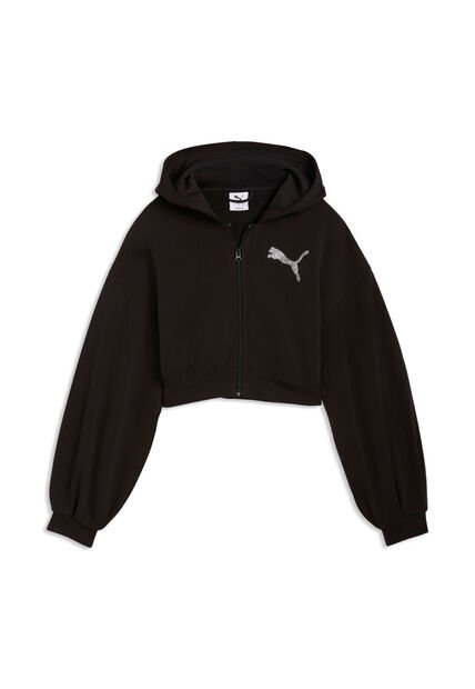 Hoodie Puma Original Ess Graphic Bedazzled Fz Tr Negro Mujer