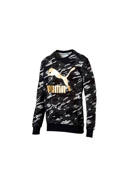 Buzo Puma Negro con Laterales Blanco y Rojo