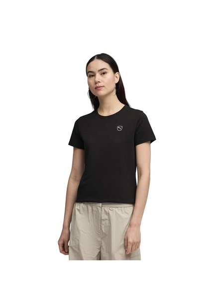 Camisa Deportiva Puma Original Ess Elevated Negro Para Mujer
