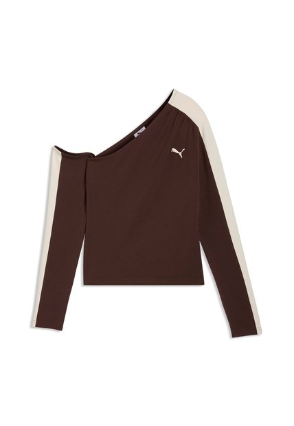 Camisa Deportiva Puma Original T7 Asymmetric Café Para Mujer