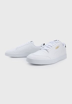 Tenis Lifestyle Blanco-Negro-Dorado Puma Shuffle Perf
