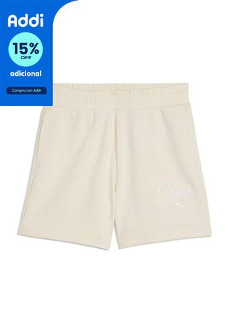 Short Deportivo Marca Puma High-Waist Original Blanco Mujer Puma