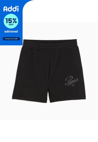 Short Deportivo Marca Puma High-Waist Original Negro Mujer Puma