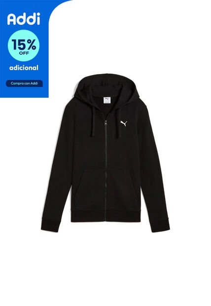 Hoodie Puma Original Ess Puma Logo Full-Zip Negro Para Mujer