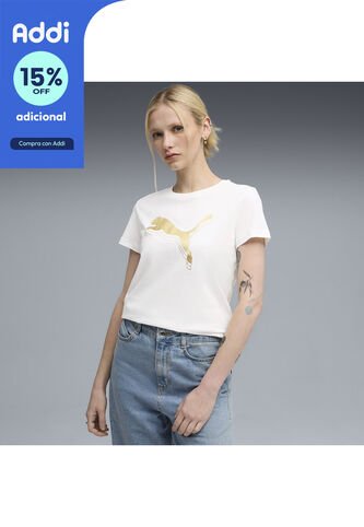 Tshirt Puma Original Essentials Metallic Blanco Para Mujer Puma