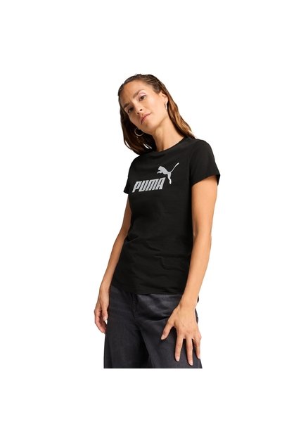Camisa Tshirt Marca Puma Ess Metallic Original Negro Mujer