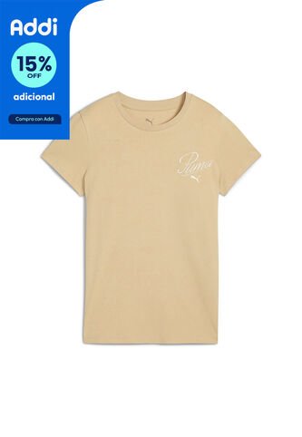 Camisa Deportiva Puma Original Ess Script W Beige Para Mujer Puma
