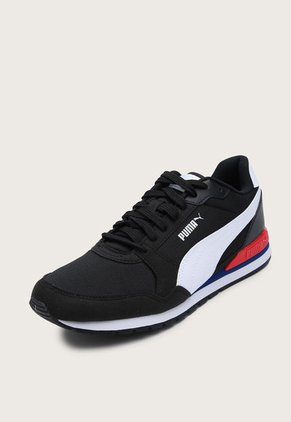 Tenis Lifestyle Negro-Blanco-Rojo Puma St Runner V3 Mesh