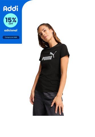 Camisa Tshirt Marca Puma Ess Metallic Original Negro Mujer Puma