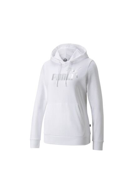 Busos Con Capucha Puma Original Ess + Metallic Blancos Mujer