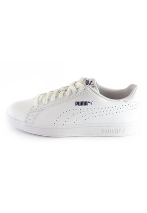 Tenis  Blancos PUMA Smash V2 De Cuero Con Perforaciones