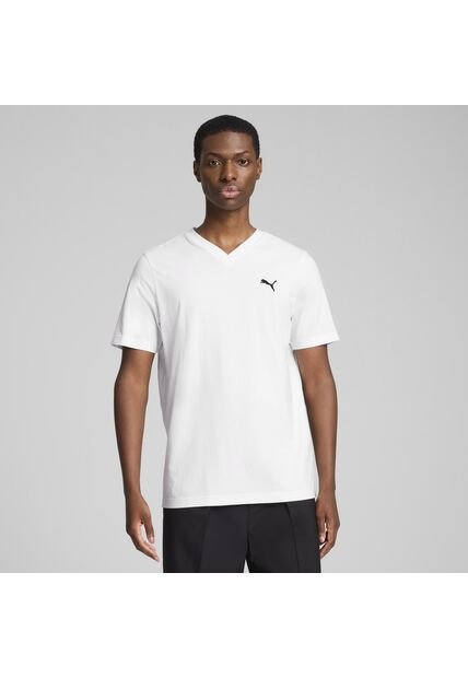 Tshirt Puma Original Ess No 1 Logo V-Neck Blanco Para Hombre