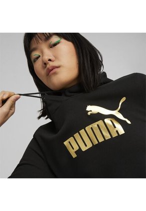 Buso Con Capucha Puma Original Ess Metallic Logo Negro Mujer
