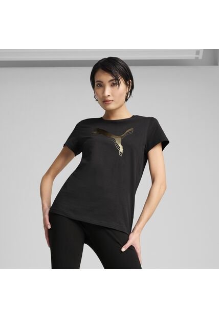 Tshirt Puma Original Essential Metallic Tee Negro Para Mujer