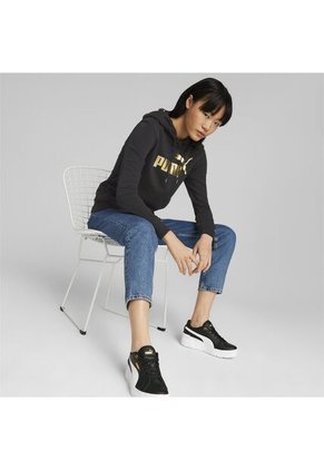 Buso Con Capucha Puma Original Ess Metallic Logo Negro Mujer