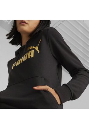 Buso Con Capucha Puma Original Ess Metallic Logo Negro Mujer