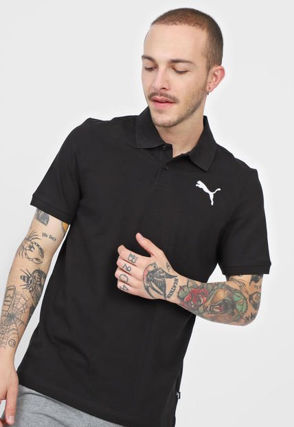 Polo Negro-Blanco Puma Essentials
