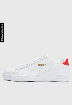 Tenis Lifestyle Blanco-Rojo-Dorado Puma Smash v2 L