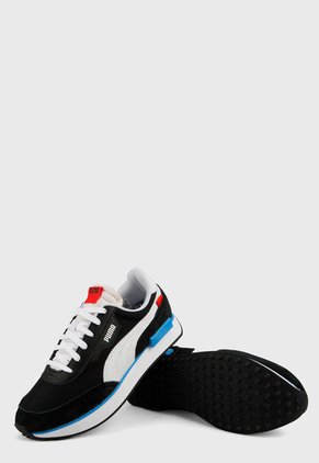 Tenis Lifestyle Negro-Blanco-Azul Puma Future Rider Play On
