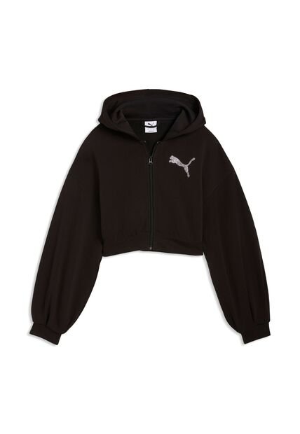 Hoodie Puma Original Ess Graphic Bedazzled Fz Tr Negro Mujer