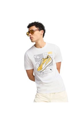 Camisa Tshirt Marca Puma Graphics Sneaker Tee Blanco Hombre