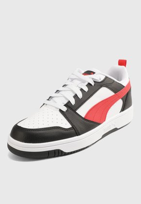 Tenis Lifestyle Blanco-Rojo-Negro Puma Rebound v6 Low