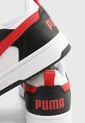 Tenis Lifestyle Blanco-Rojo-Negro Puma Rebound v6 Low de Puma