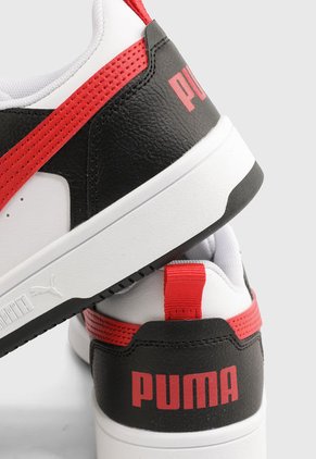 Tenis Lifestyle Blanco-Rojo-Negro Puma Rebound v6 Low