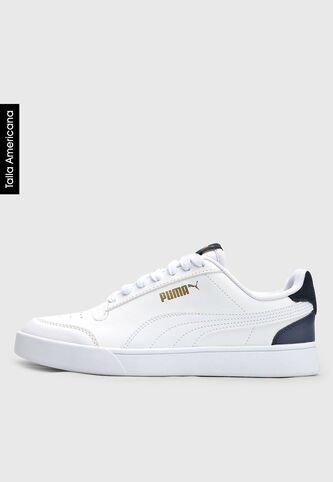 Tenis Lifestyle Blanco-Azul Navy-Dorado Puma Shuffle Puma