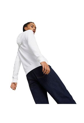 Hoodie Marca Puma Ess+ Logo Power Original Blanco Mujer