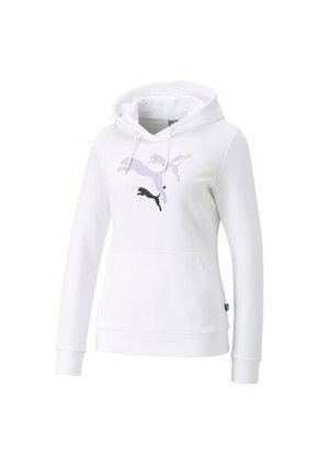 Hoodie Marca Puma Ess+ Logo Power Original Blanco Mujer