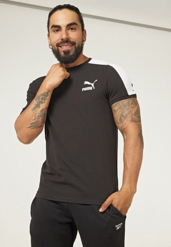 Puma - Camiseta Negro-Blanco Puma T7 Iconic Tee
