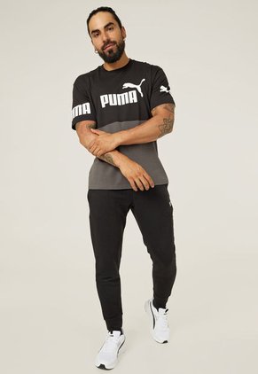 Camiseta Negro-Blanco-Gris Puma Power Colourblock