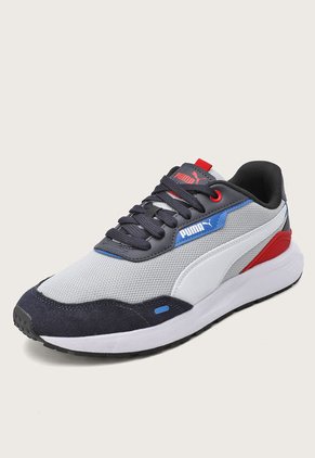 Tenis Lifestyle Gris-Blanco-Azul Navy Puma Runtamed Plus