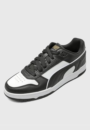 Tenis Lifestyle Negro-Blanco-Dorado Puma RBD Game Low
